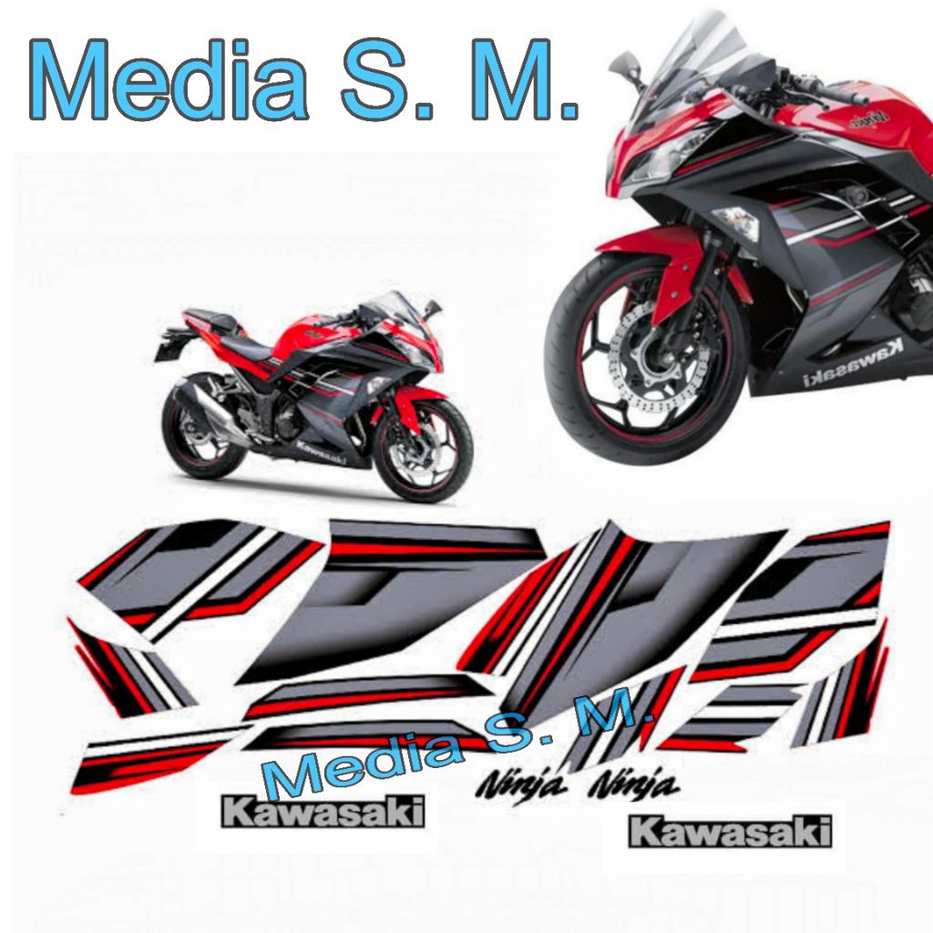 Striping sticker Kawasaki Ninja 250fi 250 fi Tahun 2017 ( ABS Limited Edition)  Black - Red