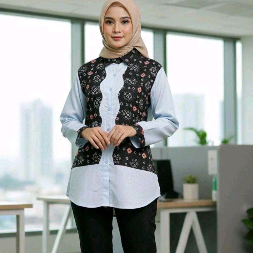 BLOUSE MODEL BIKU" JUMPUTAN  KOMBINASI TOYOBO/ BAJU ATASAN WANITA
