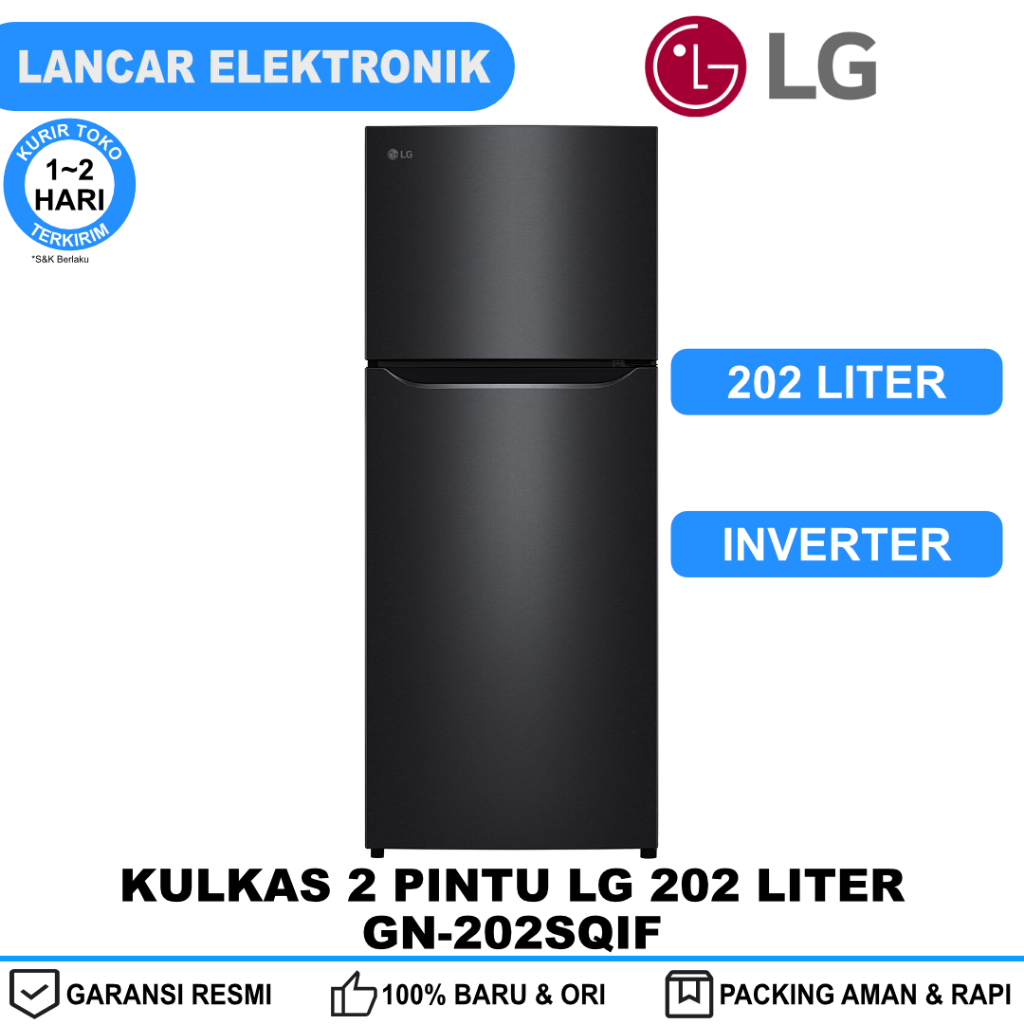 Kulkas LG 2 Pintu Inverter 202 Liter No Frost GN-B202SQIF