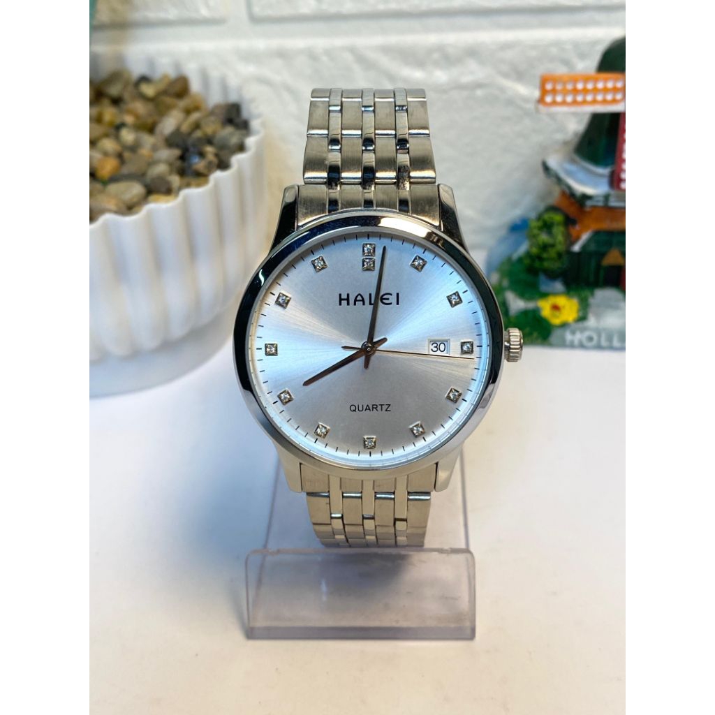 [BISA COD] 5PJ - Jam Tangan Halei 585M - Tali Stainless - Berdiameter 3.5mm Fitur Tanggal - Jam Tang