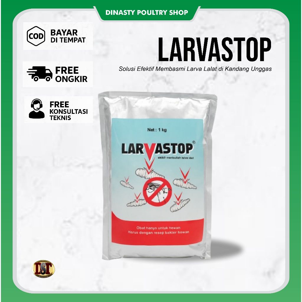 LARVASTOP 1KG Pembasmi Larva Lalat Kandang Ayam Obat Pengendali Belatung Unggas