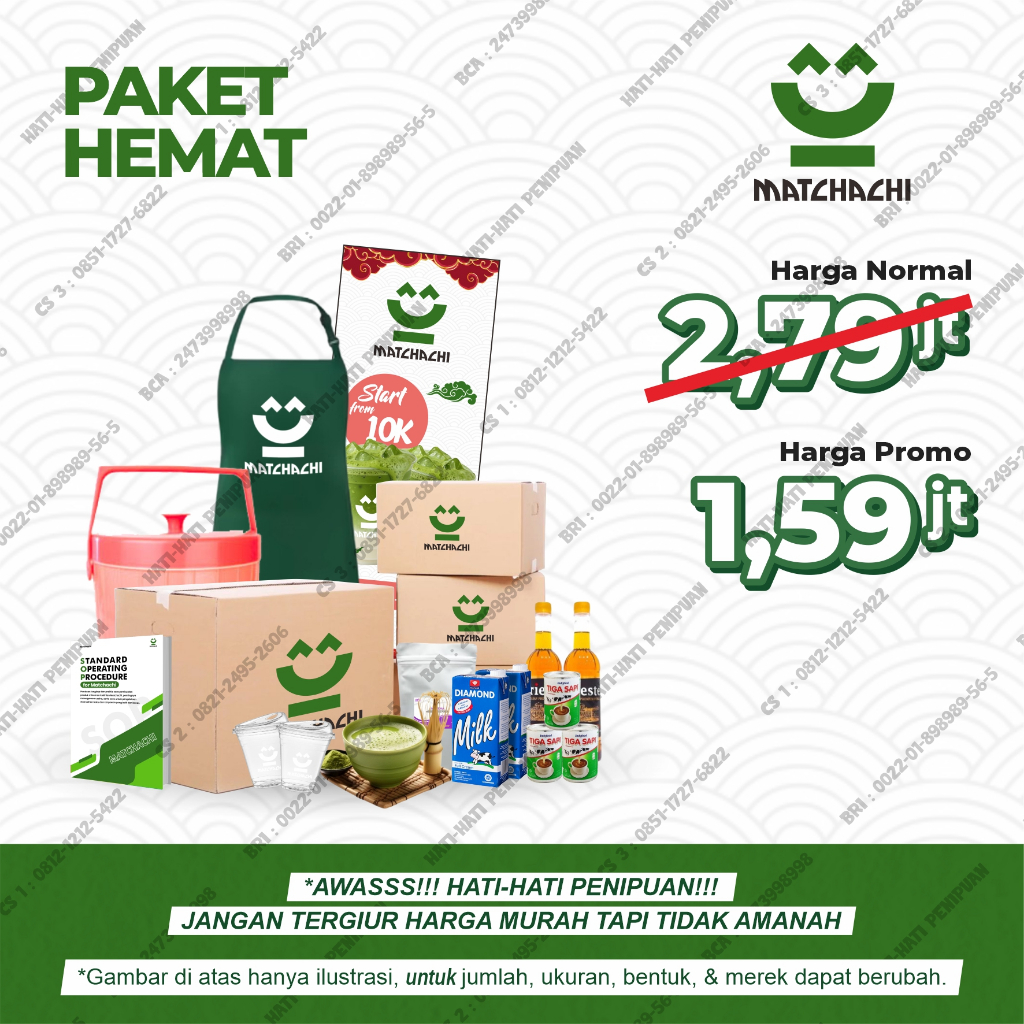 Paket Usaha Minuman Matcha Lengkap - Paket Hemat Matchachi