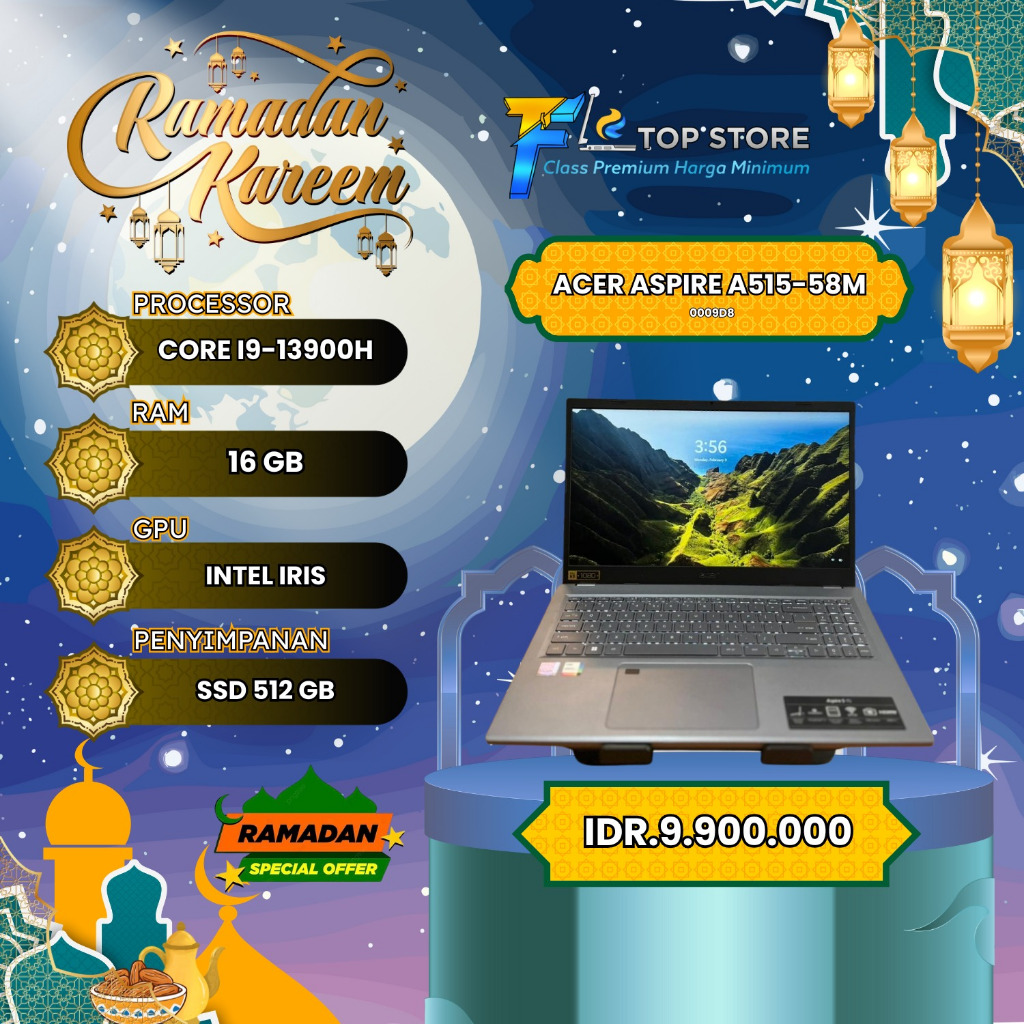 LAPTOP ACER ASPIRE A515-58M INTEL CORE I9-13900H SSD 512/16GB