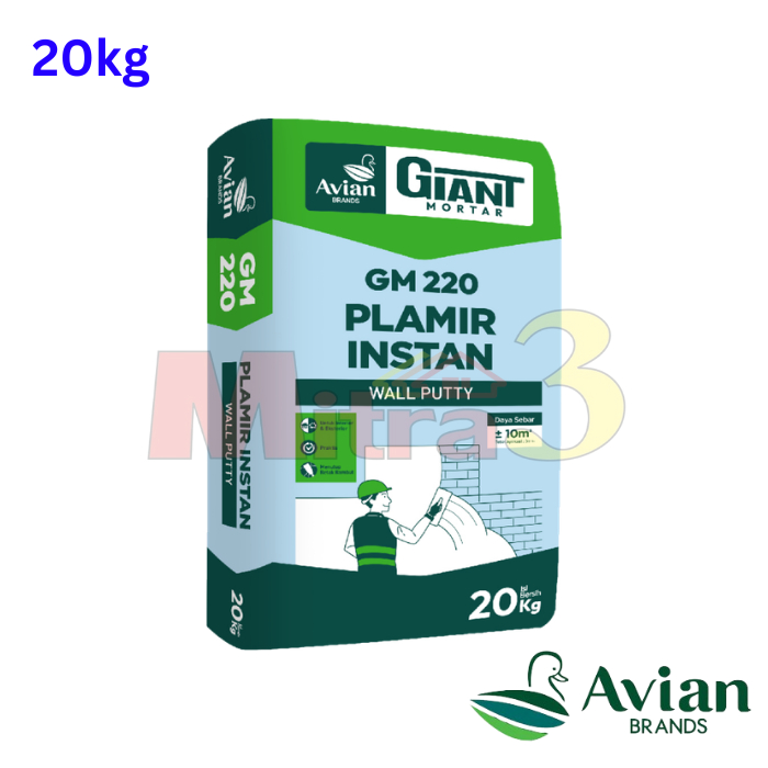 GIANT Mortar 220 20 KG Plamir Instan Acian Tembok Dinding Semen Instan
