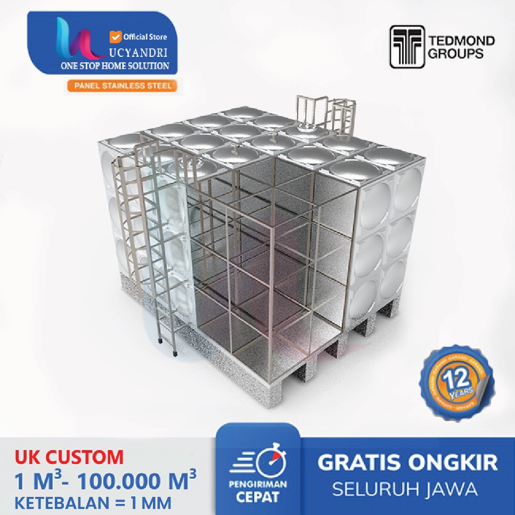 Tangki Air Panel Stainless 4.000 L Grand untuk Industri