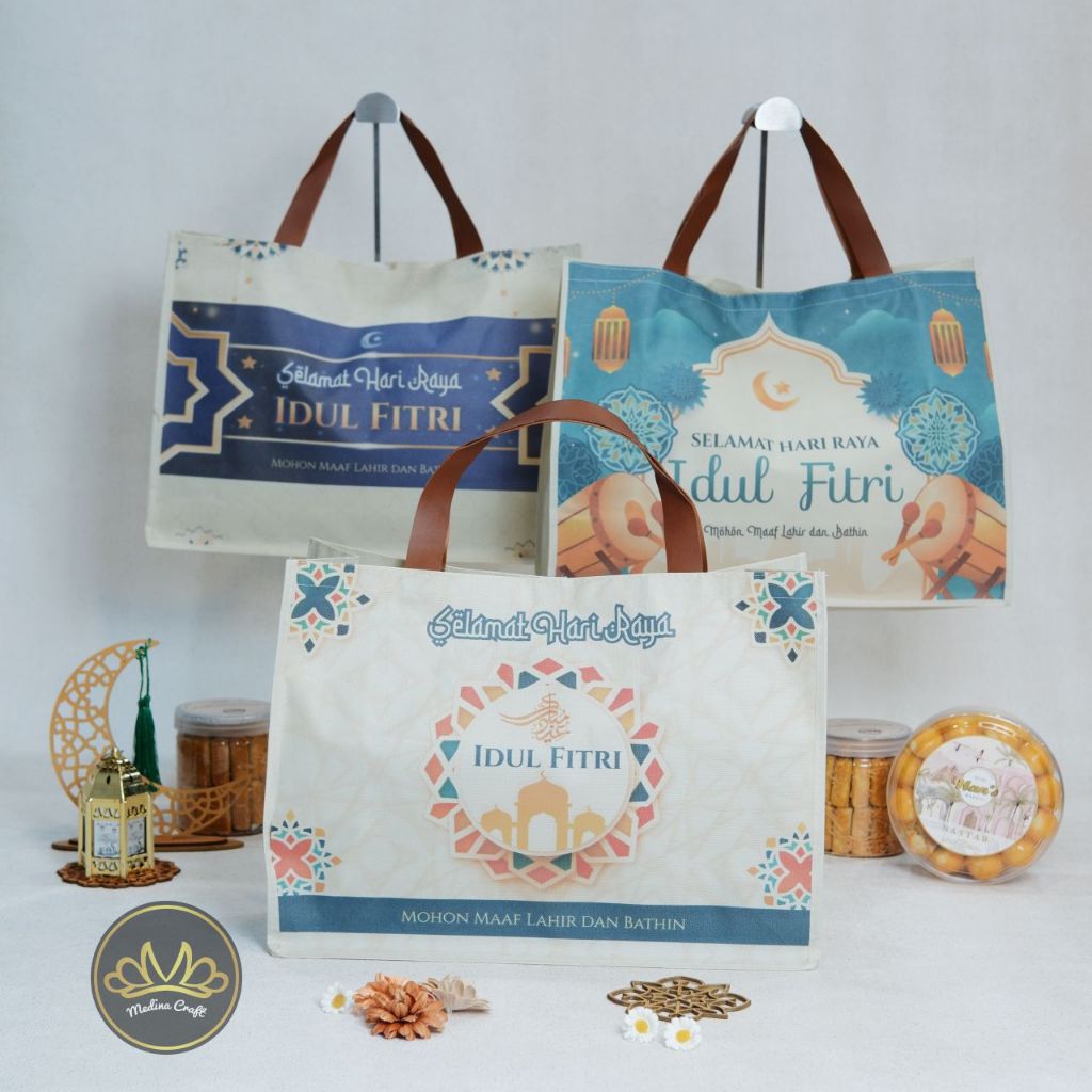 Goodiebag Hampers Lebaran Idul Fitri JUMBO Ready Stock Tebal Premium Tas Parcel Hari Raya Kanvas Tal
