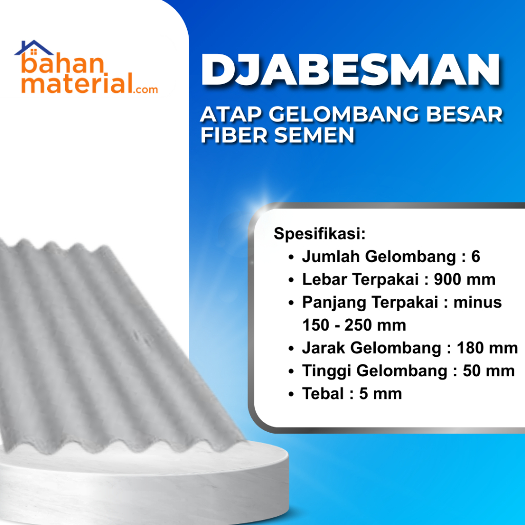 Atap Asbes Djabesman Gelombang Besar | Atap Fiber Semen