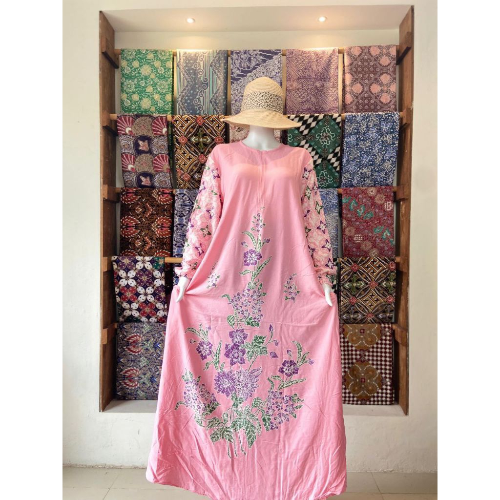 WULAN Gamis Encim Wulu Batik Ld 110 Pb 140 Rayon Premium Jumbo Busui Adem Tebal Nyaman Halus Kekinia
