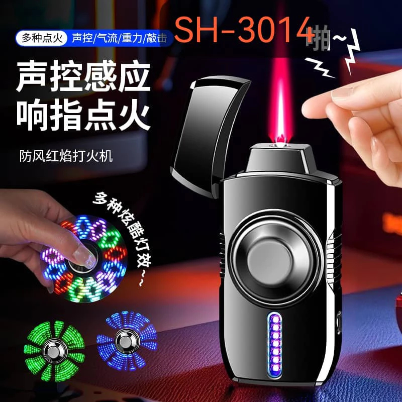 KOREK API sensor suara dan di goyang tahan angin Bisa Fidget Spinner lampu warna-warni SH-3014