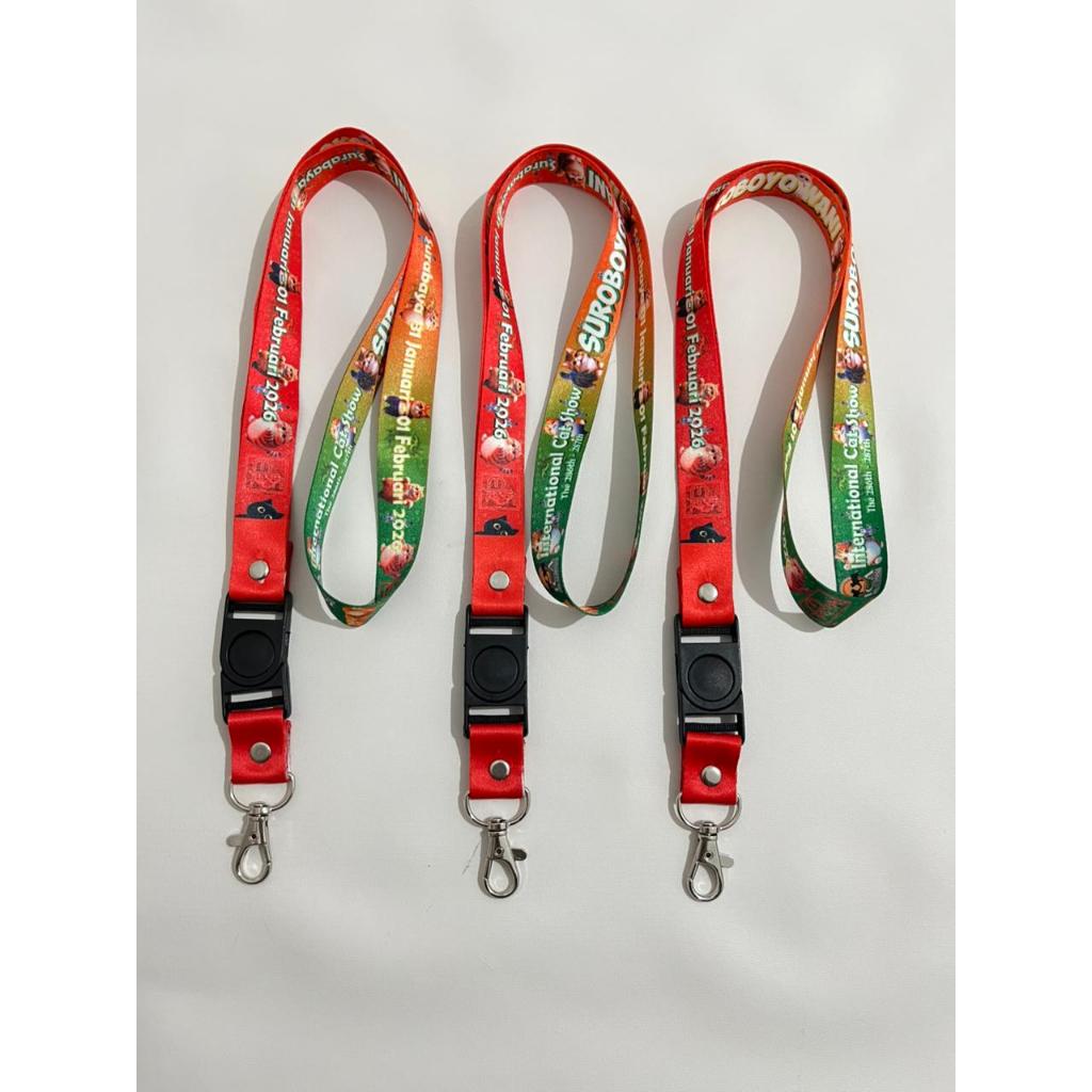 Tali Lanyard Sublim Print Custom Desain Press 2 Sisi Gantungan Name Tag Id Card Premium 2cm