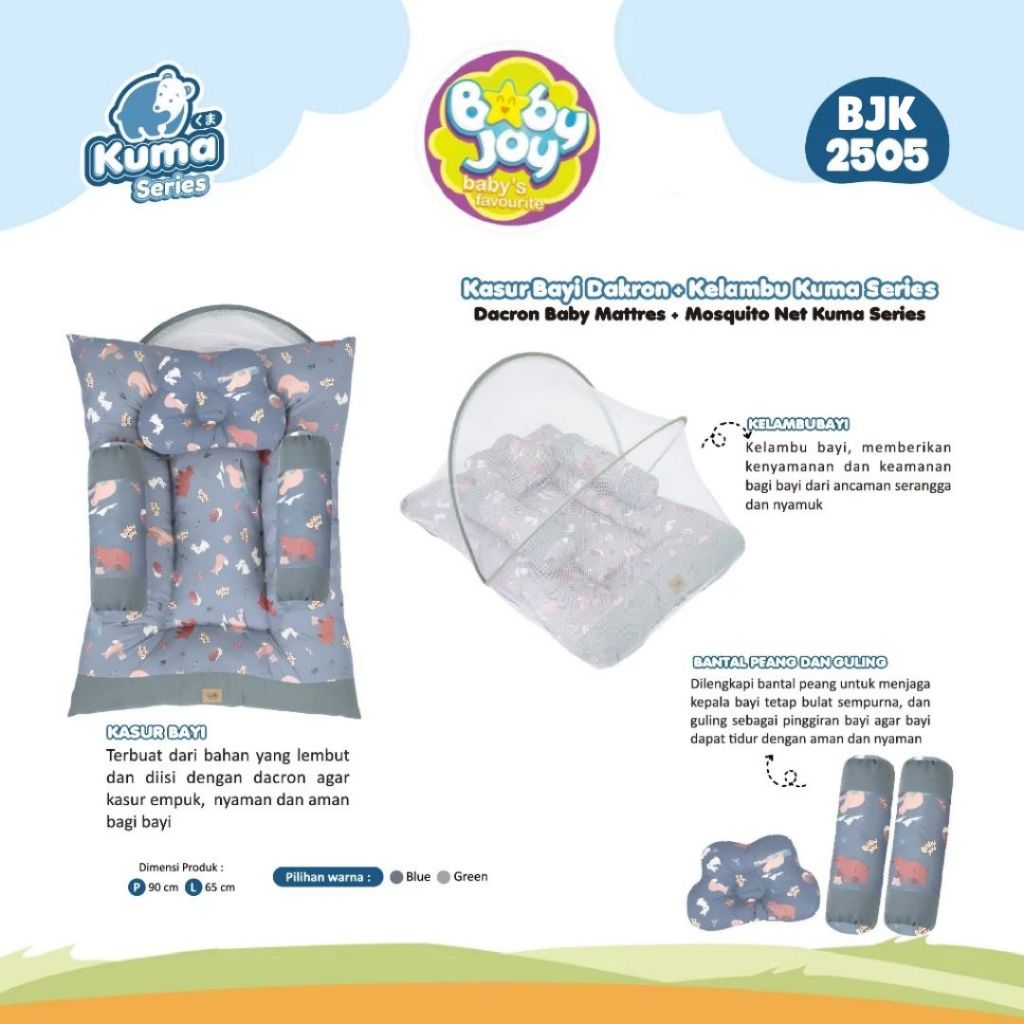 Baby Joy Kasur Dakron Bayi Set Kelambu Kuma Series - READY MANADO