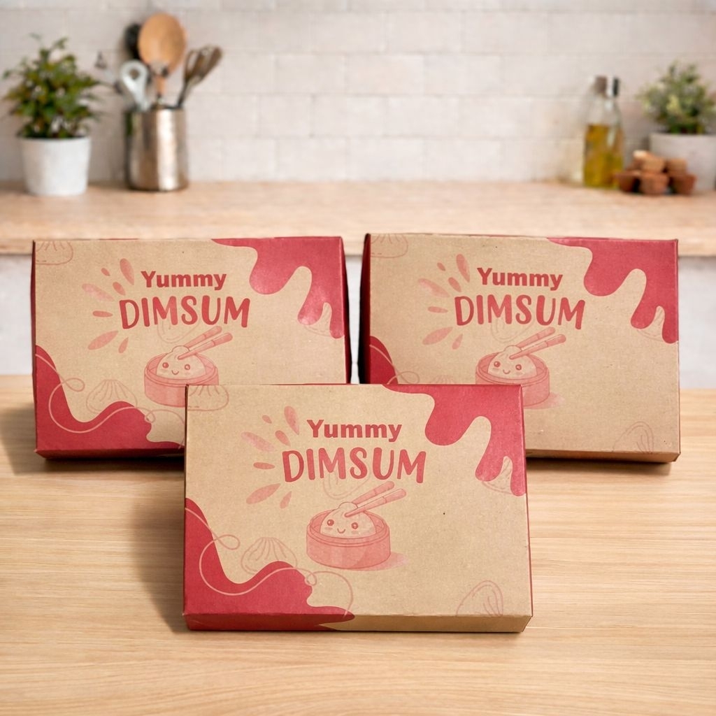 Box Dimsum KRAFT ( Isi 50Pcs ) Lunch Box DIMSUM KRAFT Dus Box DIMSUM Laminasi Kotak DIMSUM KRAFT