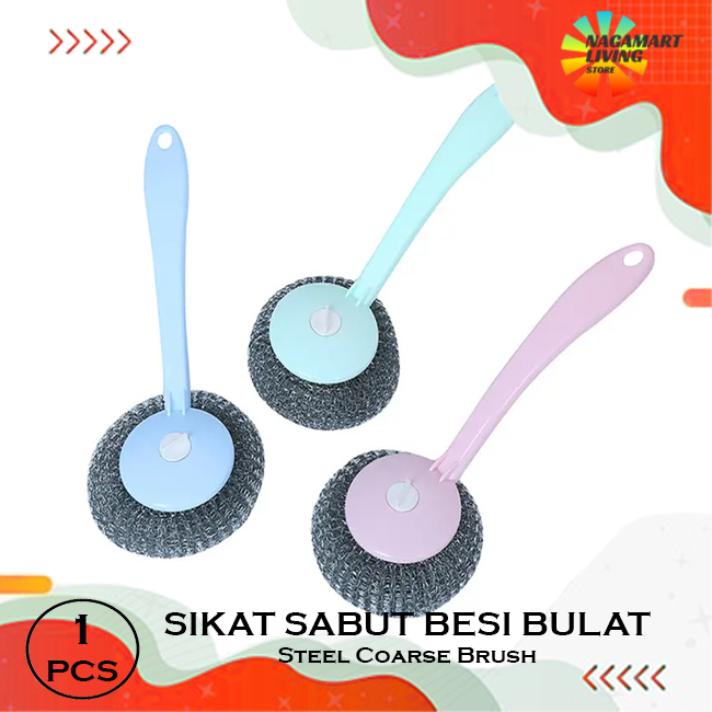 Sikat Sabut Besi Bulat Gagang Panjang