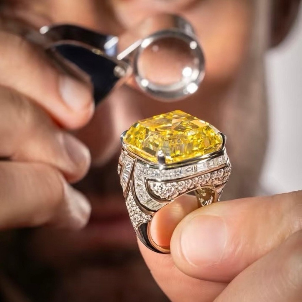 [ 15ct - 45ct Premium Lab Yellow Dia Ring ] - FL-IF-VVS1 Kualitas- Color D PREMIUM Lab Permata Serti