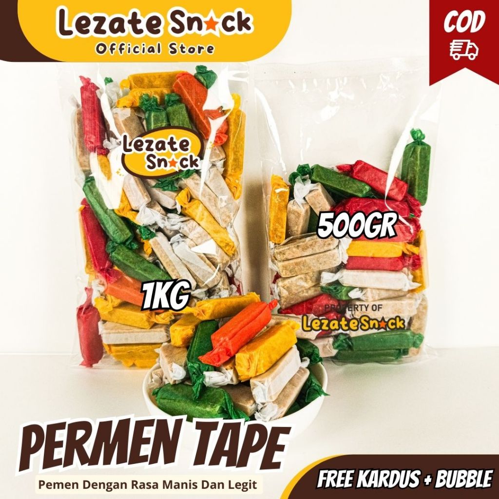 Permen Tape Kiloan 1 KG Suwar Suwir Enak Asli Kediri Permen Tape Jadul / Jenang Tape Singkong LEZATE