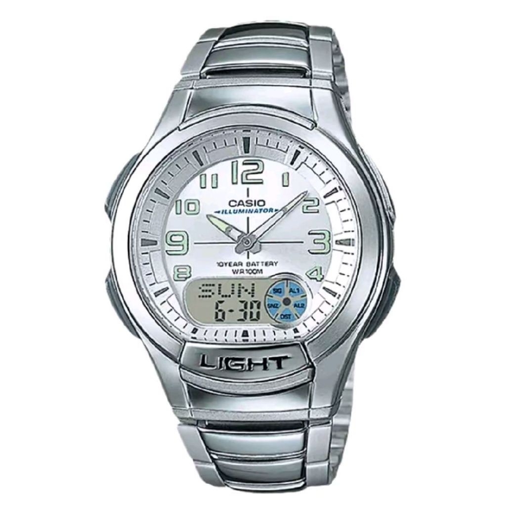 AQ 180WD Casio Jam Tangan Pria Chronograph Silver