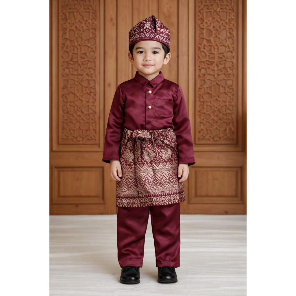 Pakaian Adat Melayu bayi newborn, Set melayu bayi newborn, pakaian adat songket melayu baju minang B