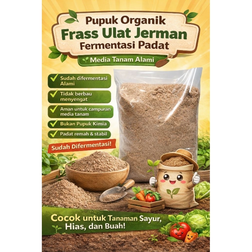 Pupuk Organik Padat Kotoran Ulat Jerman Fermentasi | Campuran Media Tanam