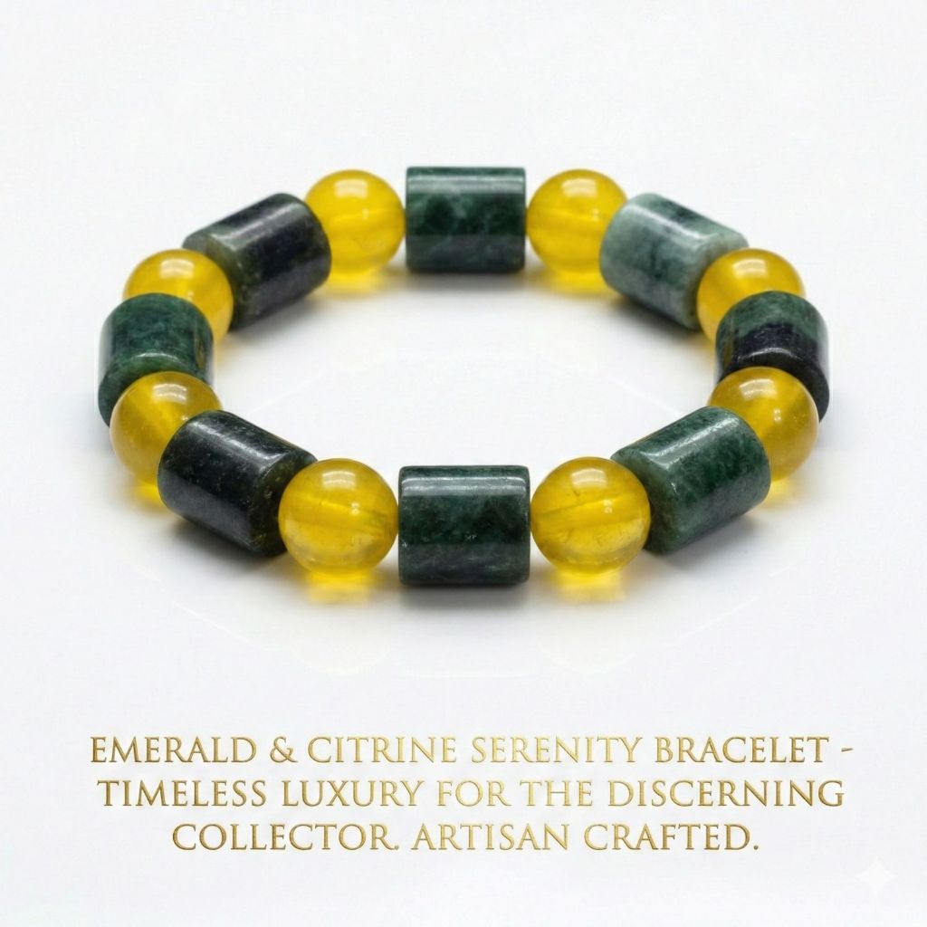 Citrine & Green Jade Feng Shui Fortune Bracelet - Wealth & Success Bracelet | Original Natural Stone