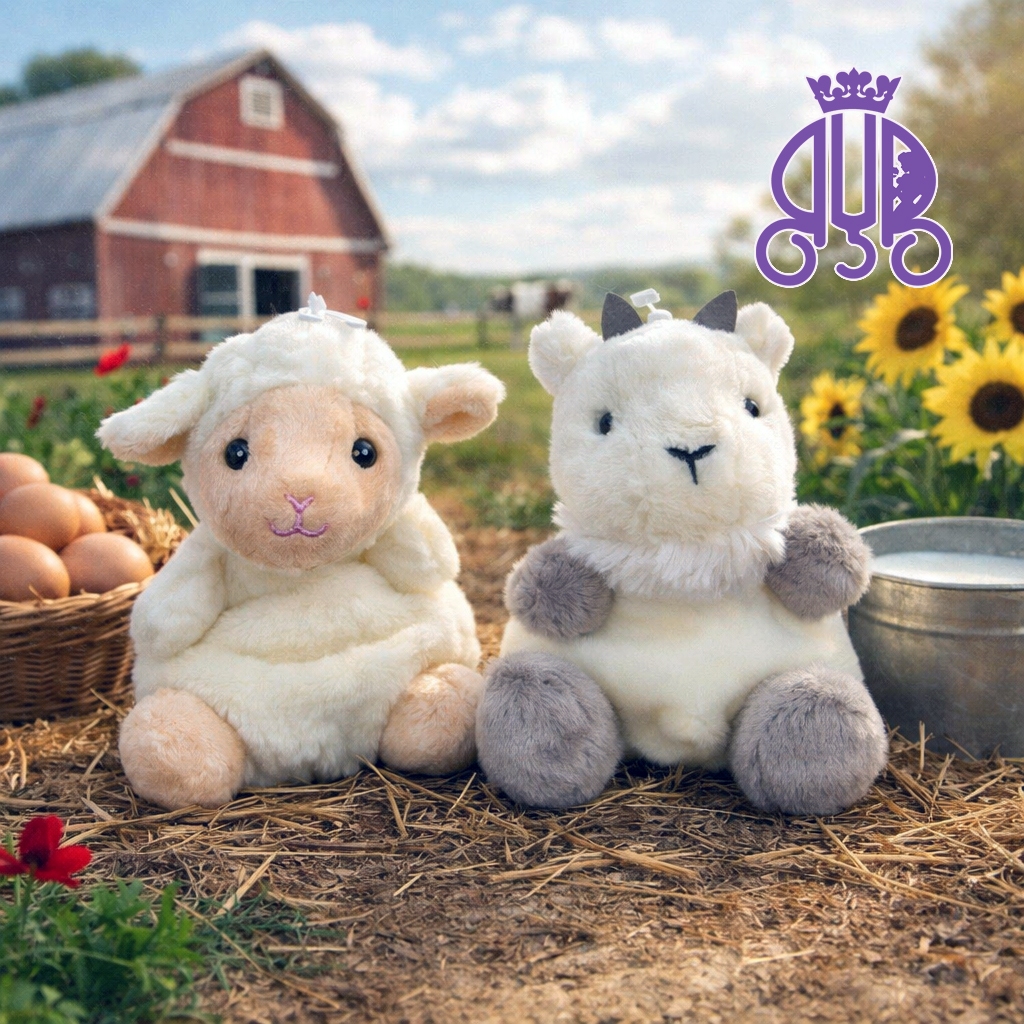 Boneka karakter hewan domba Wolly Lamb dan kambing Jenny Mountain Goat Palm Pals