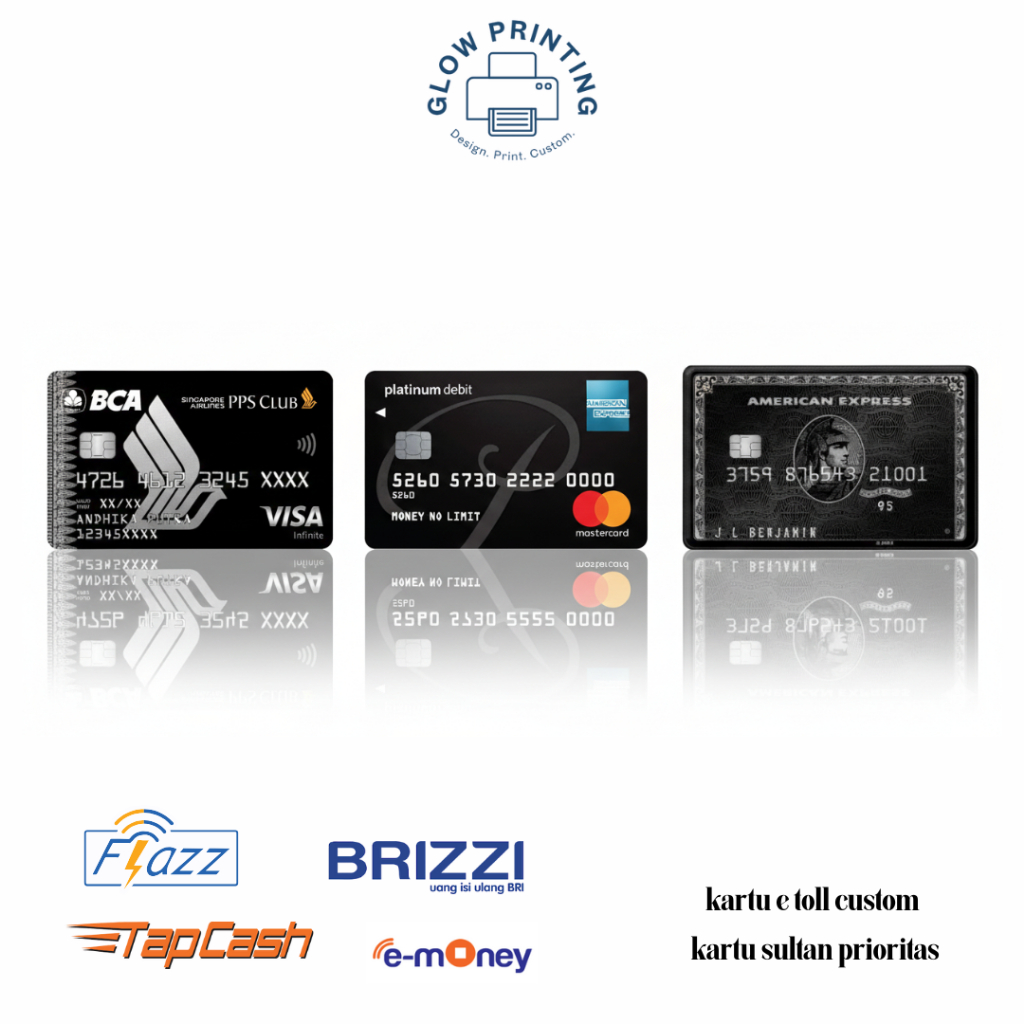 kartu e toll custom print uv Desaign kartu sultan BLACK CARD / BCA PRIORITAS / e money brizzi tapcas