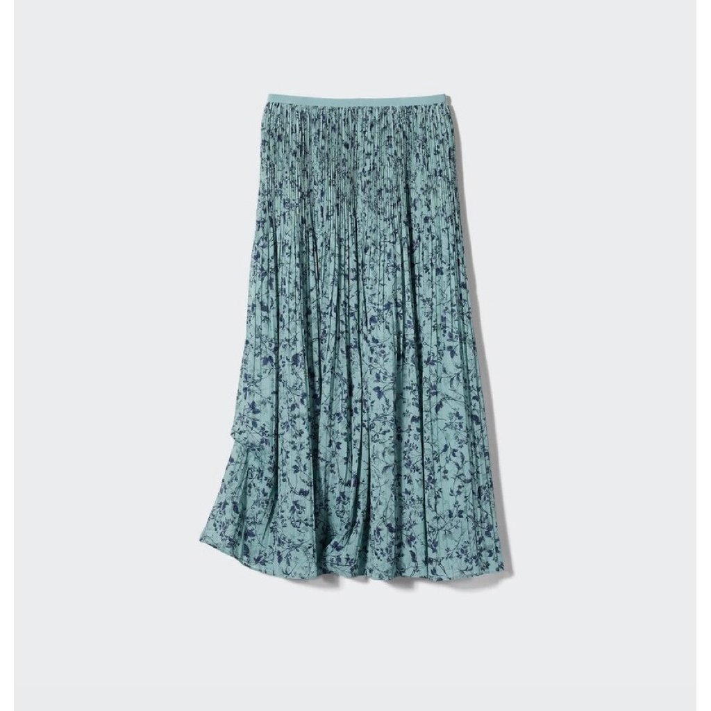 New with Tag - UNIQLO Chiffon Skirt Print || Rok Sifon Motif size XS warna Green