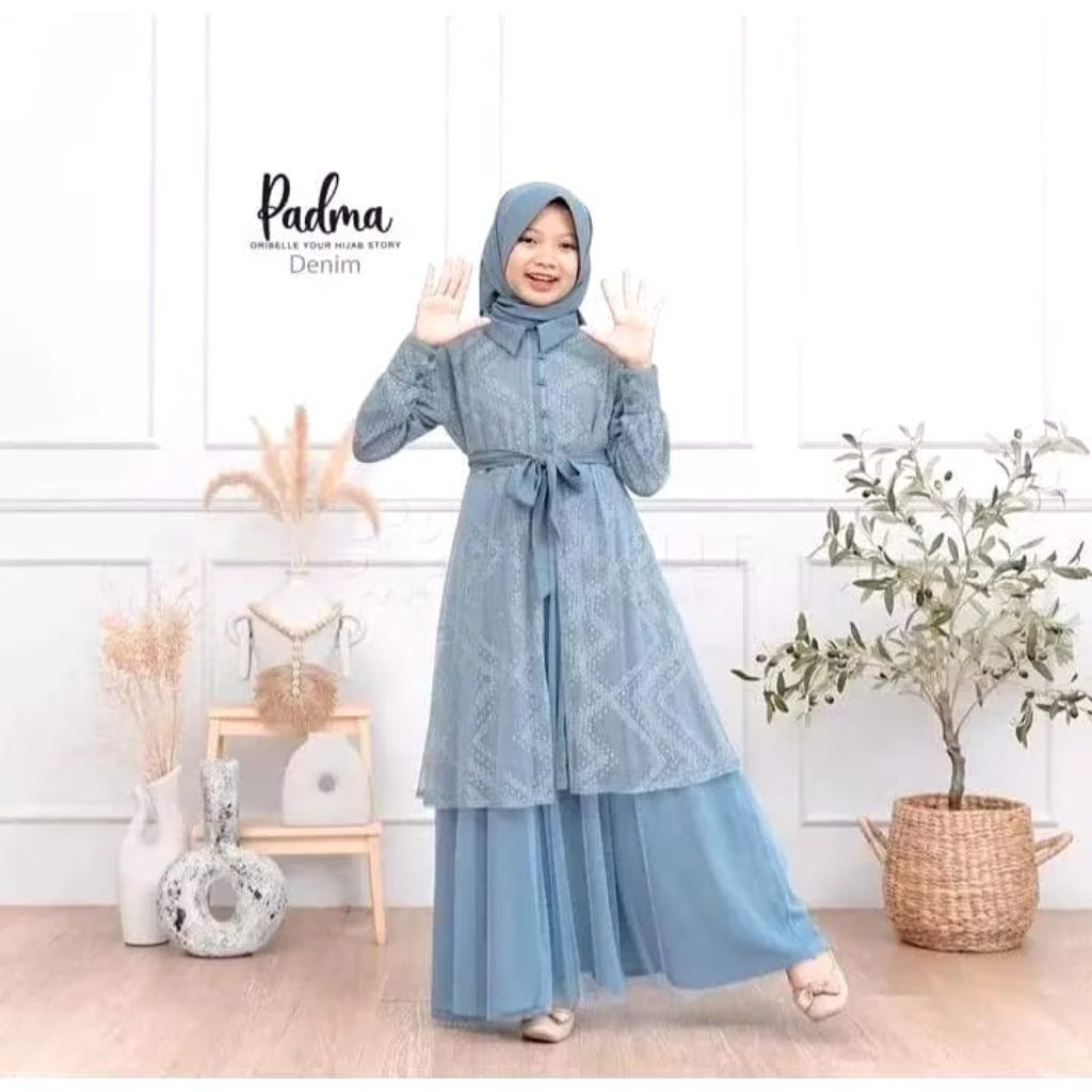 Gamis Anak Perempuan Usia Remaja Umur 10-11-12-13-14 Tahun Padma Dress Kids Tanggung Gamis Lebaran A