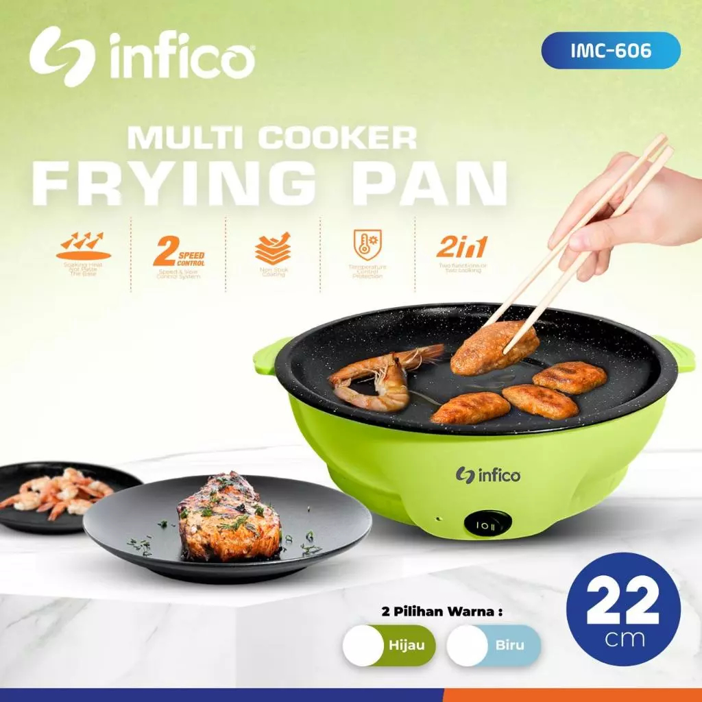 INFICO MULTI COOKER LISTRIK , Alat Masak Serba Guna, MASAK NASI, SUP, GORENG, TEFLON ANTI LENGKET PO