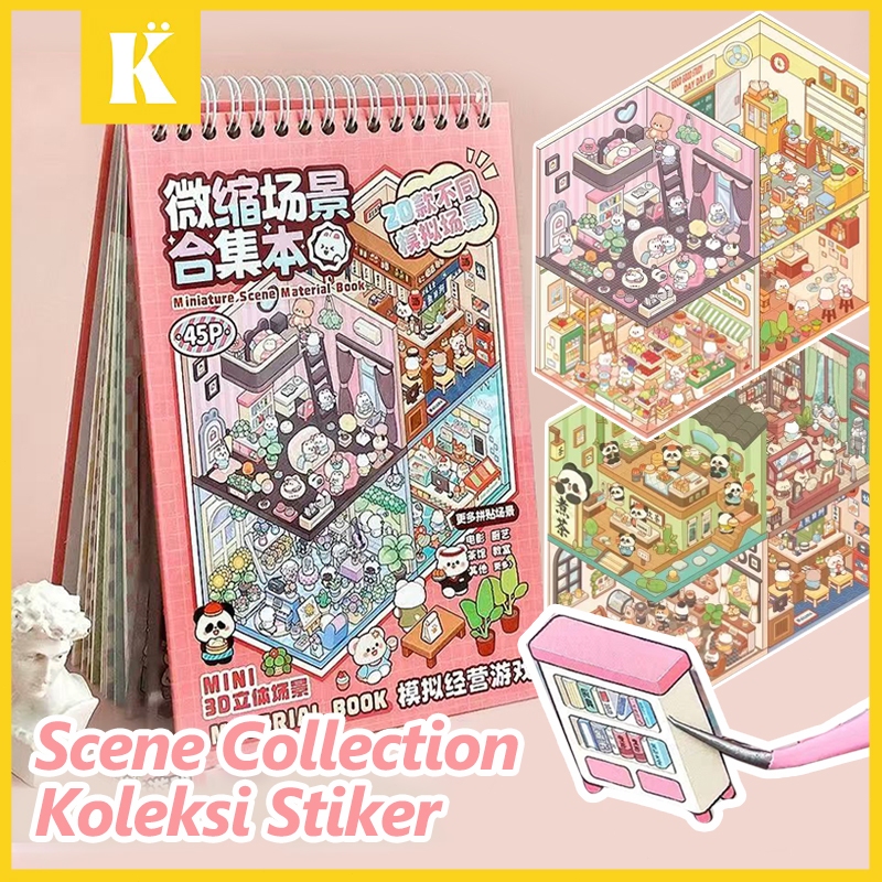 Keeppley 3D Sticker Book Scene Collection Miniature Material Book Pink Ungu