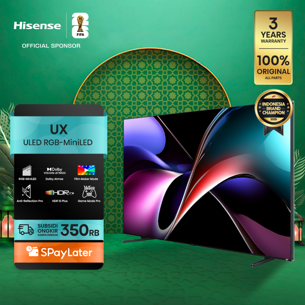 Hisense TV UX  Vidaa Smart RGB-MiniLED TV 116 inch 3D Colour Master Pro Ultimate Saturation & Precis