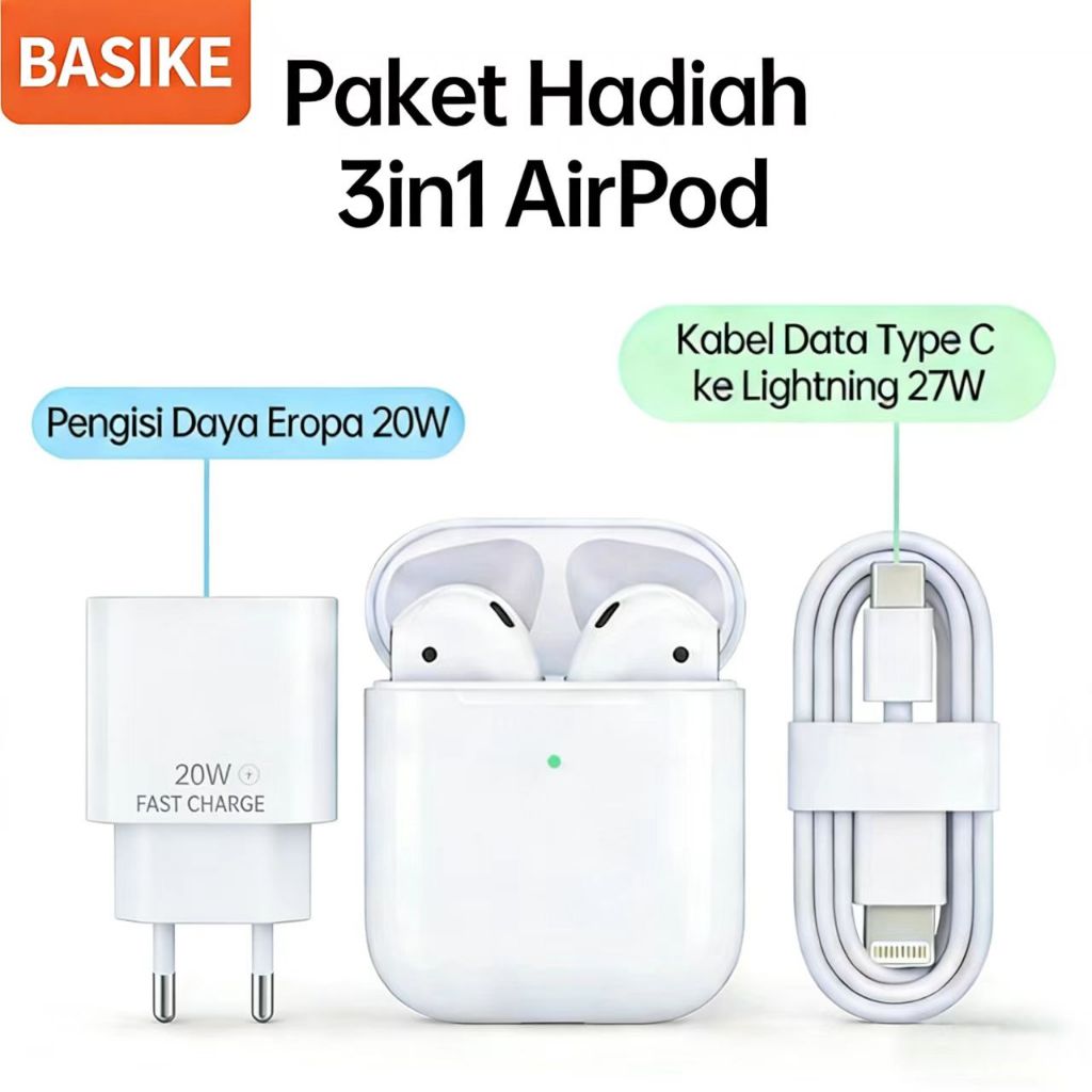 (HOT)BASIKE Headset Bluetooth TWS Wireless Earphone Earbuds Gaming Original WaterProof TW90 Set hadi