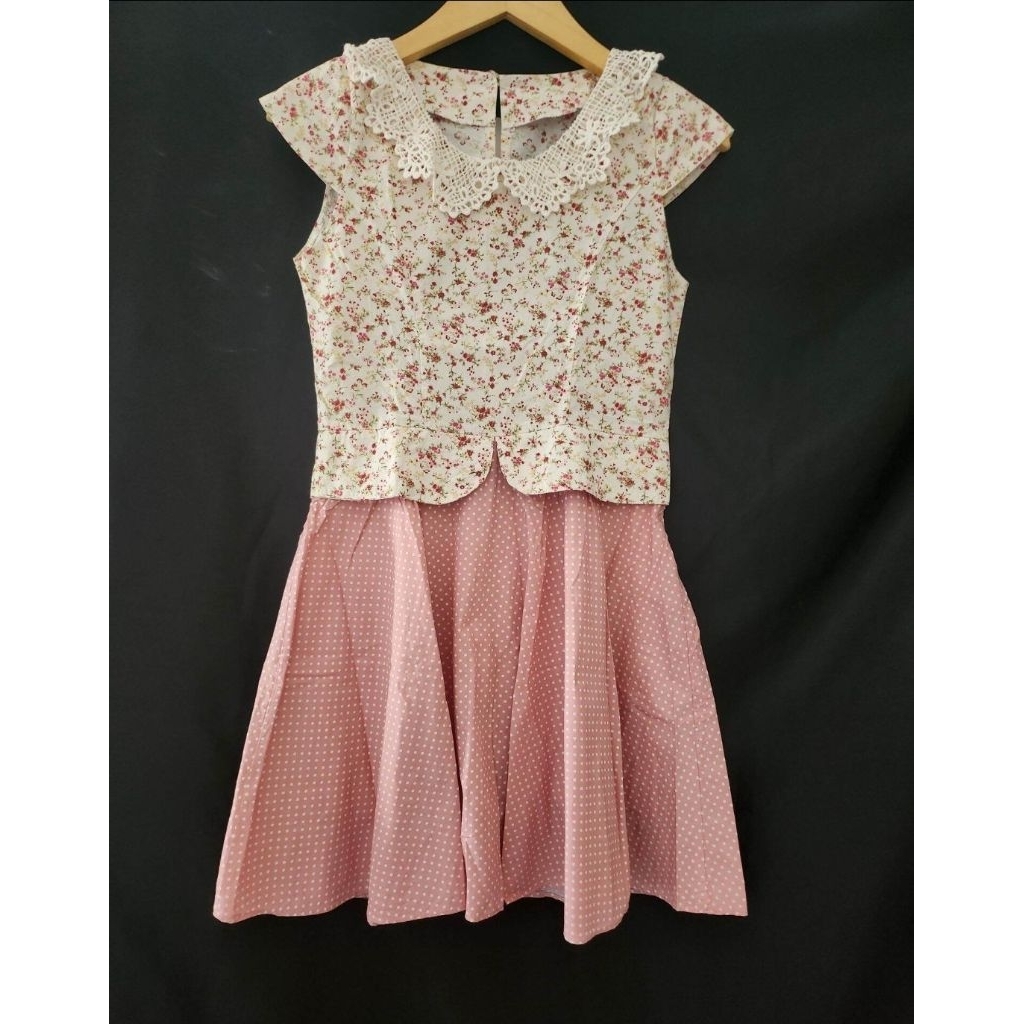 C3 dress korean look bunga pink