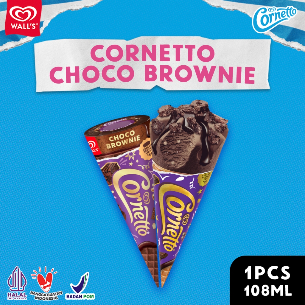 Cornetto Choco Brownie 108ml - Es Krim / Ice Cream Wall's