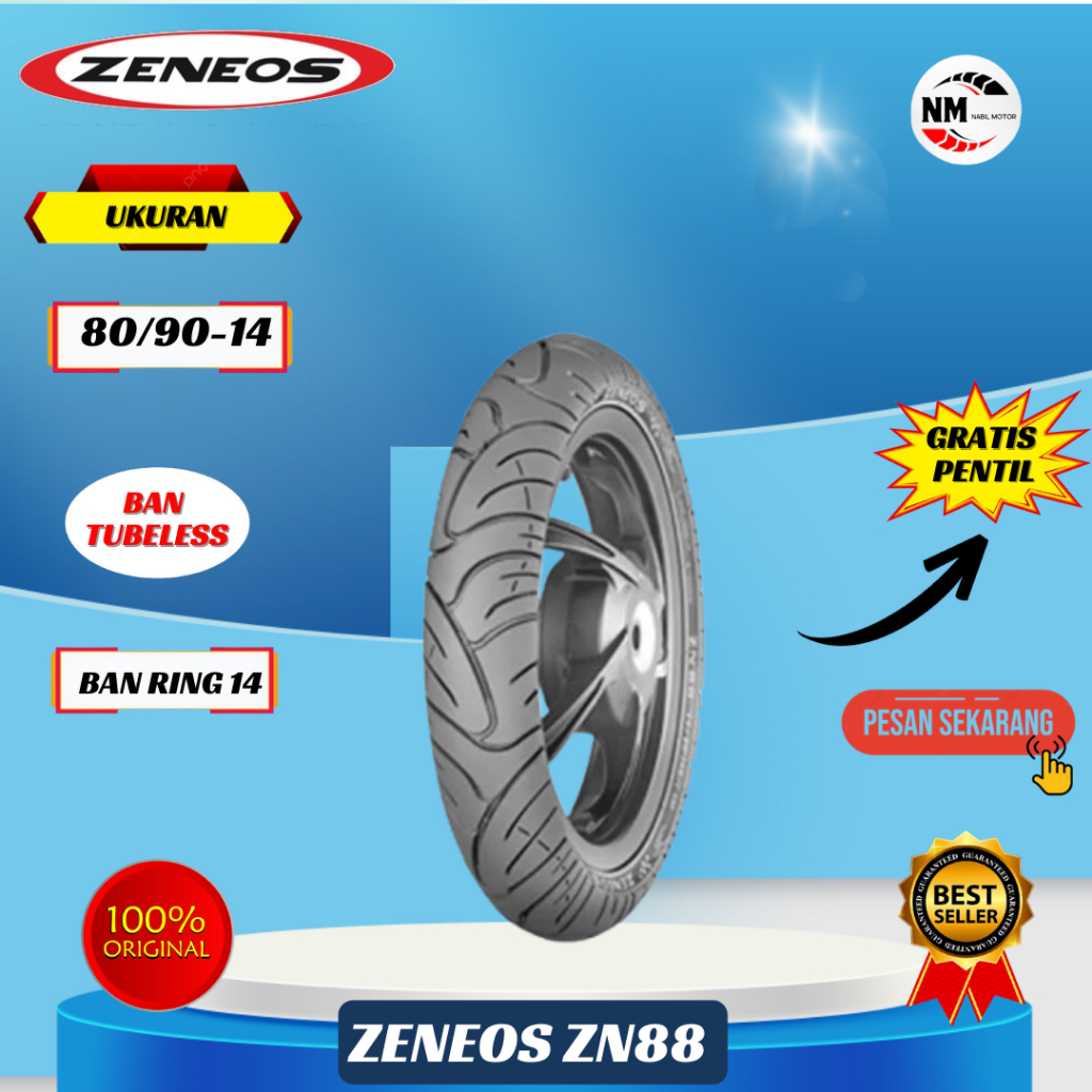 BAN MOTOR RING 14 TUBBLES ZENEOS ZN88 80/90-14 90/90-14