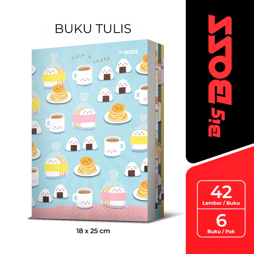(1 PACK) Buku Tulis Besar BIG BOSS 42 Lembar/Buku Tulis Sekolah Anak Murah - Motif Acak
