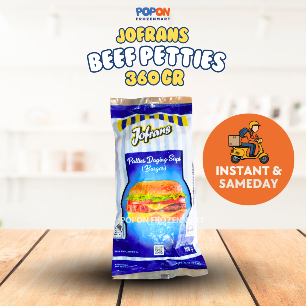 Jofrans Beef Patties 360Gr Isi 6 pcs | Patty Daging Sapi Praktis Frozen Food Burger | Instan & Samed