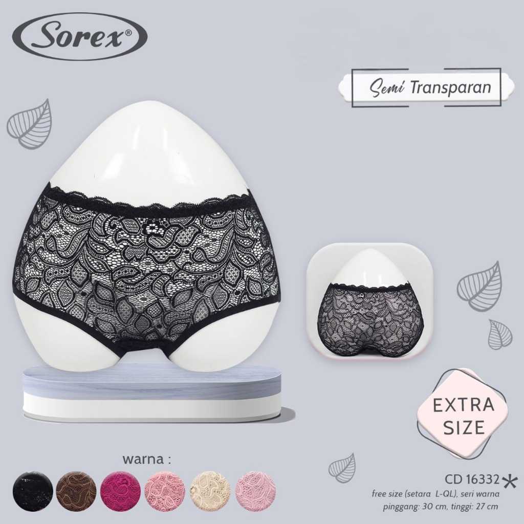 CD WANITA SOREX 16332 BRUKAT TRANSPARAN S M L CELANA DALAM SEXY RENDA