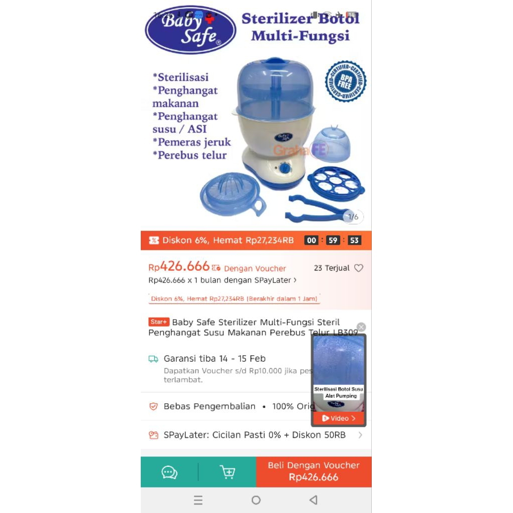 STERIL BOTOL DAN PENGHANGAT baby safe