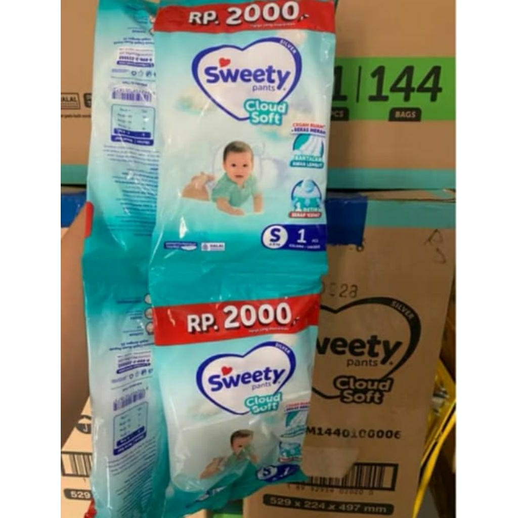 Popok sweety pants kemasan renceng ukuran S isi 1pcs 6 renceng