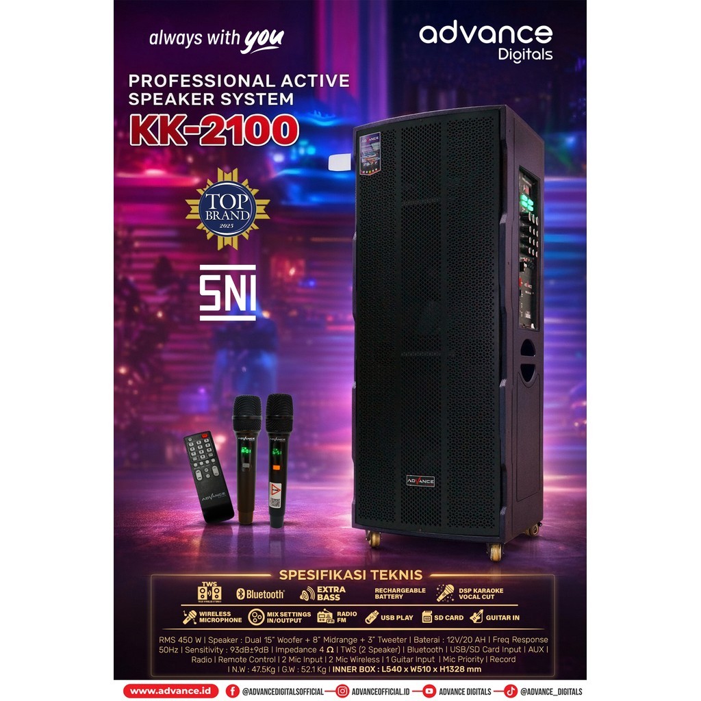 PROFESSIONAL ACTIVE SPEAKER SYSTEM / SPEAKER KK-2100 ADVANCE BLUETOOTH