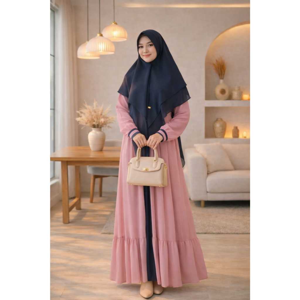 DRESS ATHALIA SET JILBAB GAMIS DELISHA MUSLIM SYARI BARU CERUTY BABYDOLL POLOS Nayra Sabrina KHAYRA
