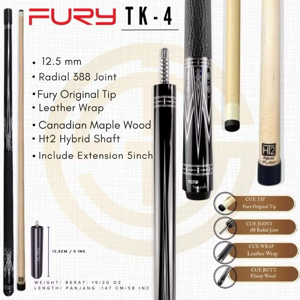 Fury TK-4 HT2 Hybrid Shaft New - Stick Billiard Play
