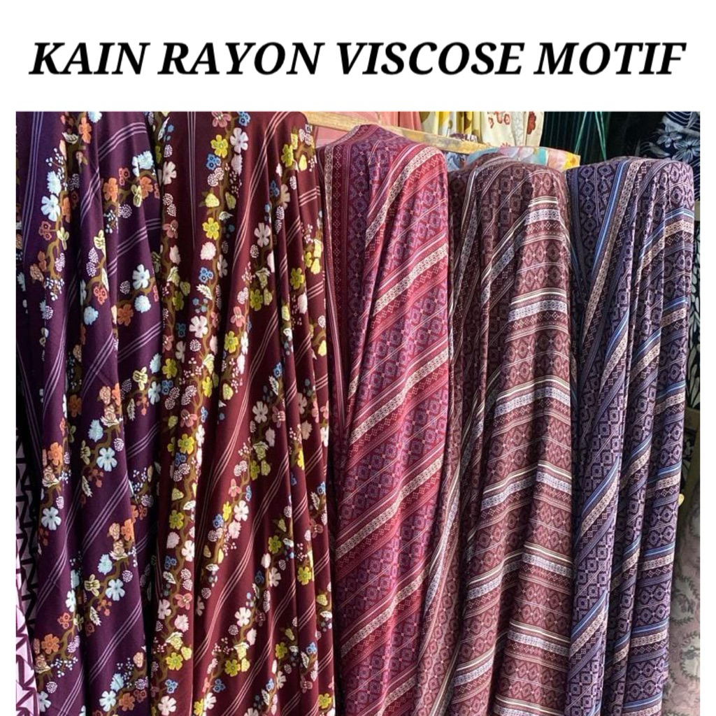 bahan kain katun rayon viscose motif bunga salur/rayon premium motif terbaru