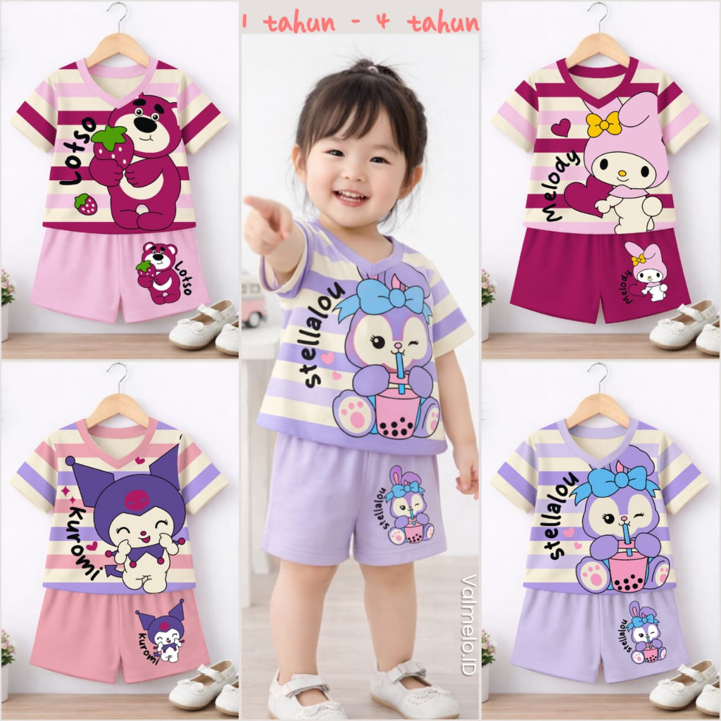VALMELO SETELAN BAJU ANAK PEREMPUAN/BAJU ANAK CEWEK v-neck V05