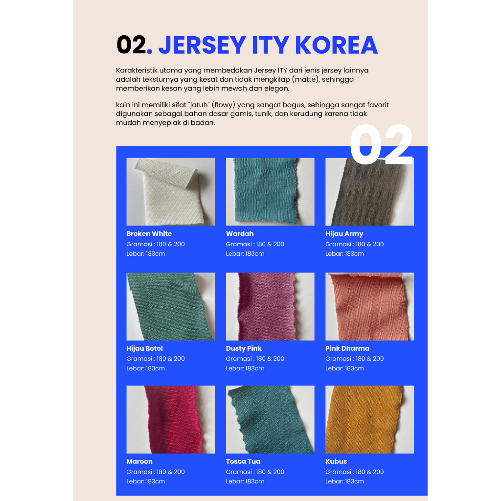 Kain Jersey ITY Korea - Gramasi 180 & 200gsm & Lebar 183cm - 1 Roll 25Kg - Grosir - Zahra Tekstil