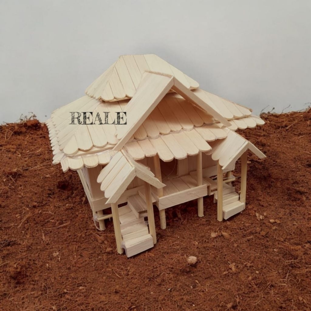 miniatur rumah adat nuwo sesat lampung stik eskrim LED