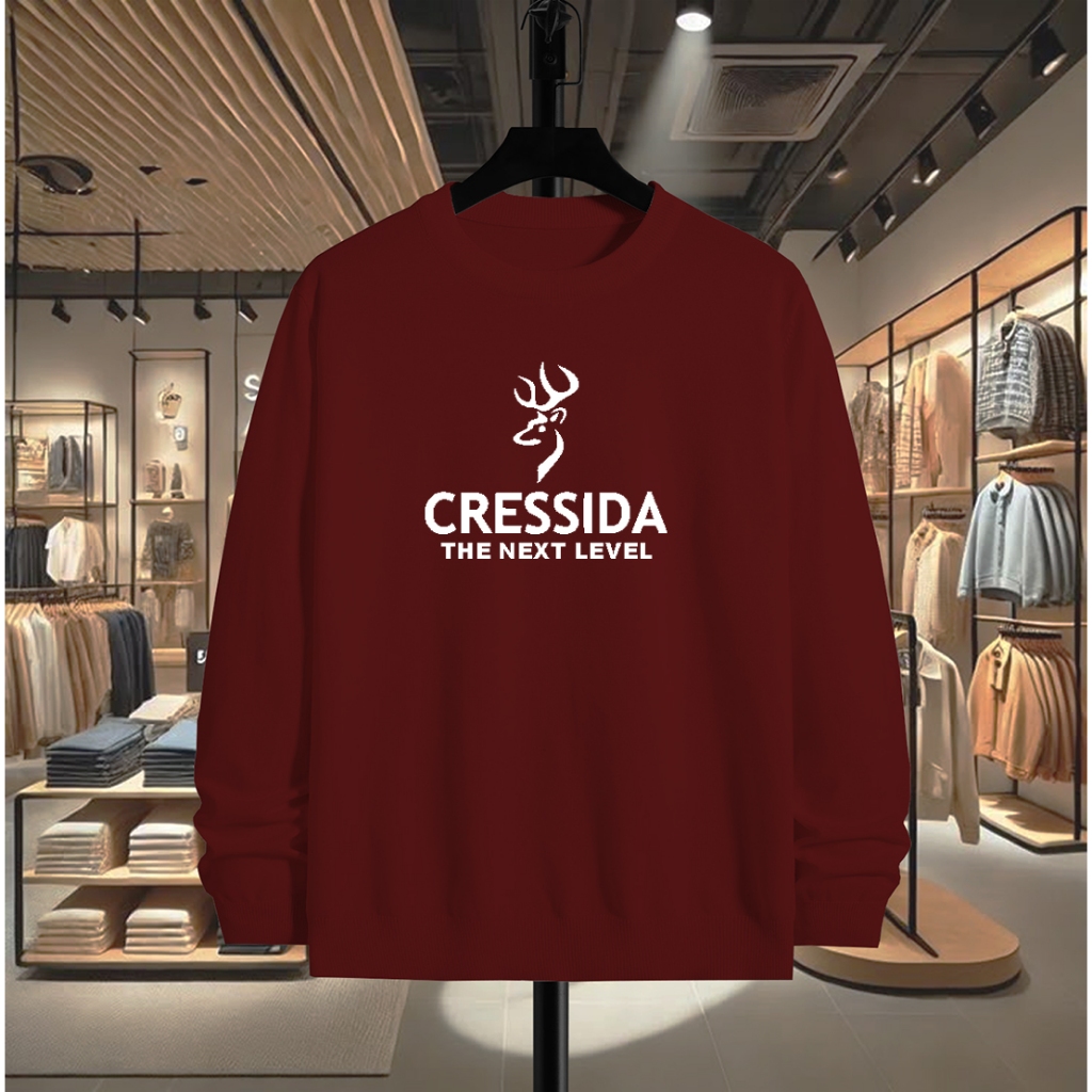 THE LIMITED DISTRO Crewneck Sweater Cressida putih pria wanita bahan Katun Bahan Tebal Dan Lembut  -