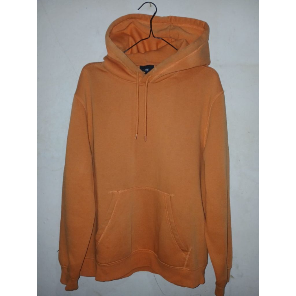 hoodie jaket hm orange relaxed fit preloved second murah