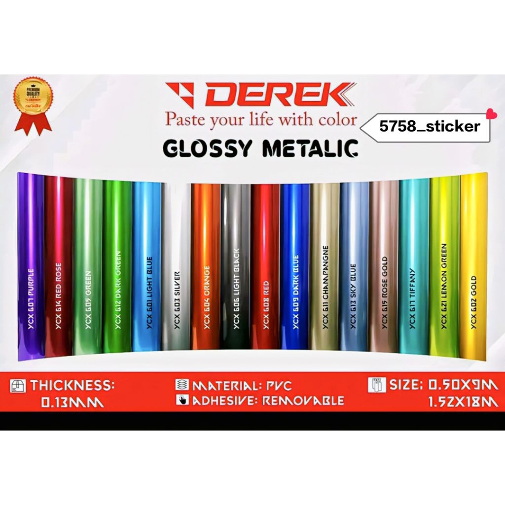 Sticker Skotlet Derek Metalik Glossy/Candy ukuran 50cm Per Roll