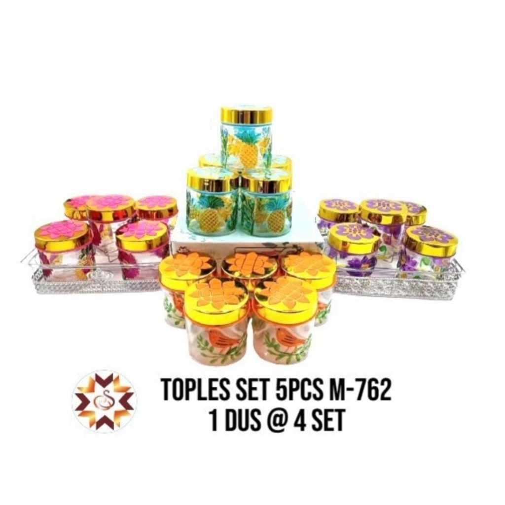 Souvenir Toples Lebaran/Toples Kue/Toples Hias Kaca Set 4pcs